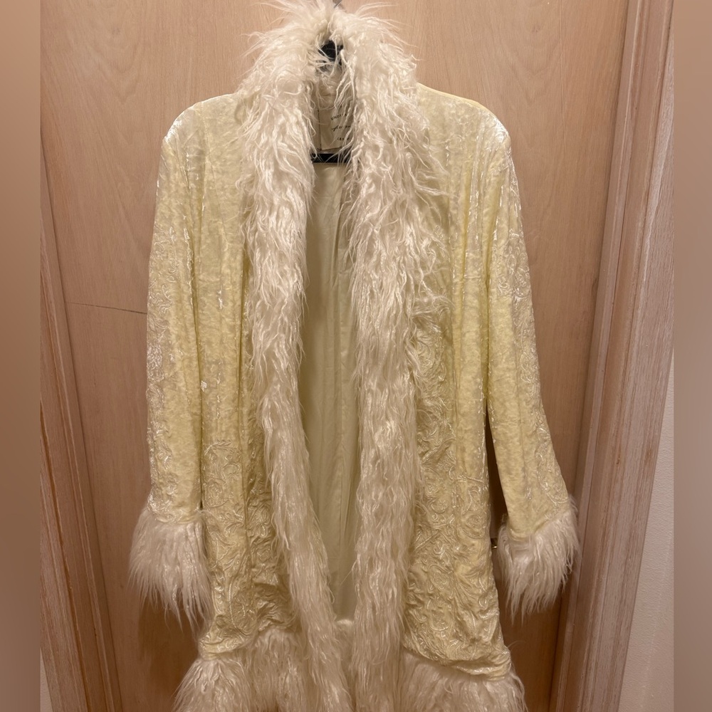 Free People Cream Faux Fur Coat